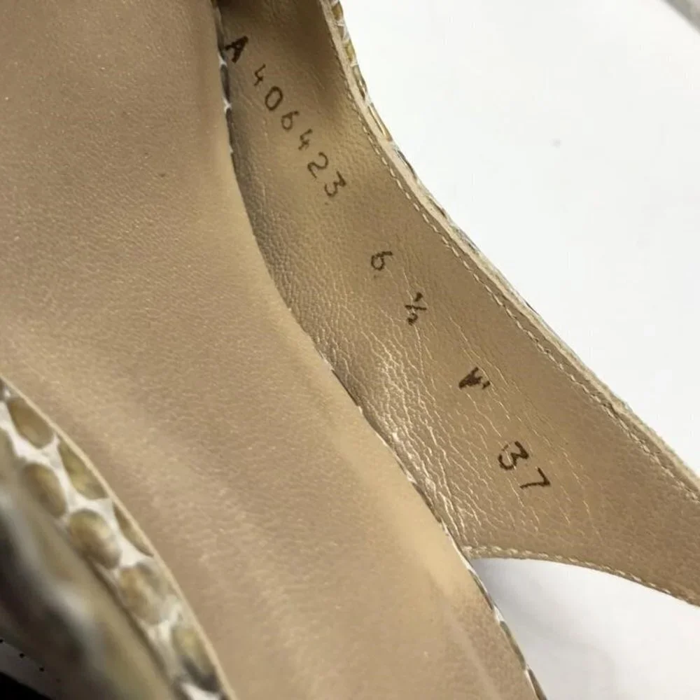 Stuart Weitzman Peekapoo Mushroom Crystal Slingback Snakeskin Pumps Heels sz 6.5